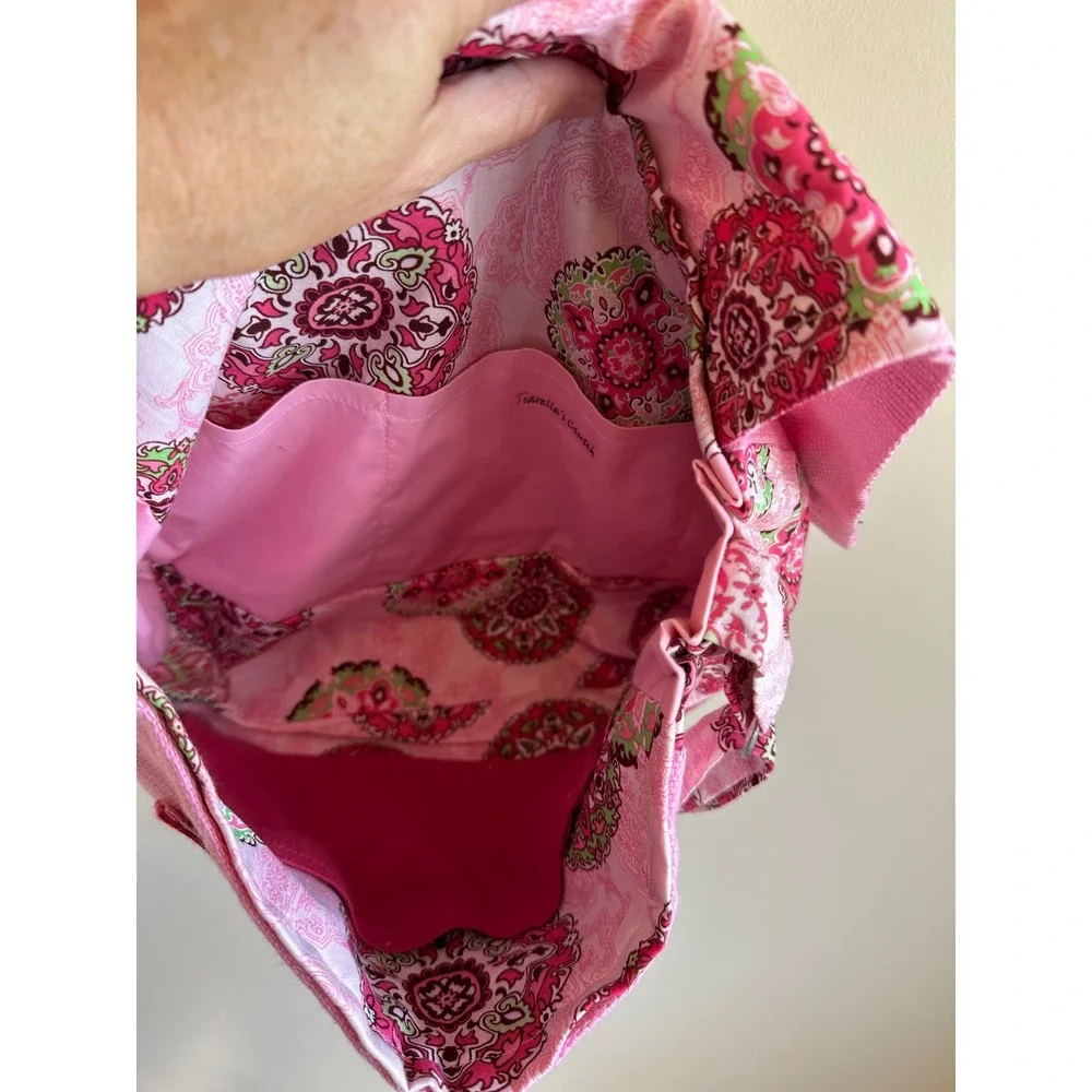 Tiarella's Clutch Pink Paisley Medallion Cotton Crossbody Hobo Bag with Pouch